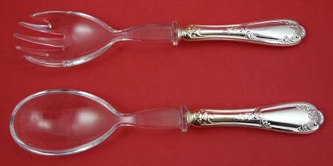 Salad Serving Set HH with clear plastic new never used 9 1/2” - Luigi XV by Greggio - Sterling  